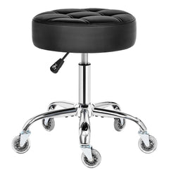 BEWISHOME rolling stool black seat closeup highlights plush 4 inch cushion for comfort
