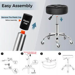 BEWISHOME rolling stool metal-base demonstrates durability and 450 lb load capacity
