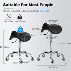 BEWISHOME saddle stool swivel wheels enable smooth, quiet mobility