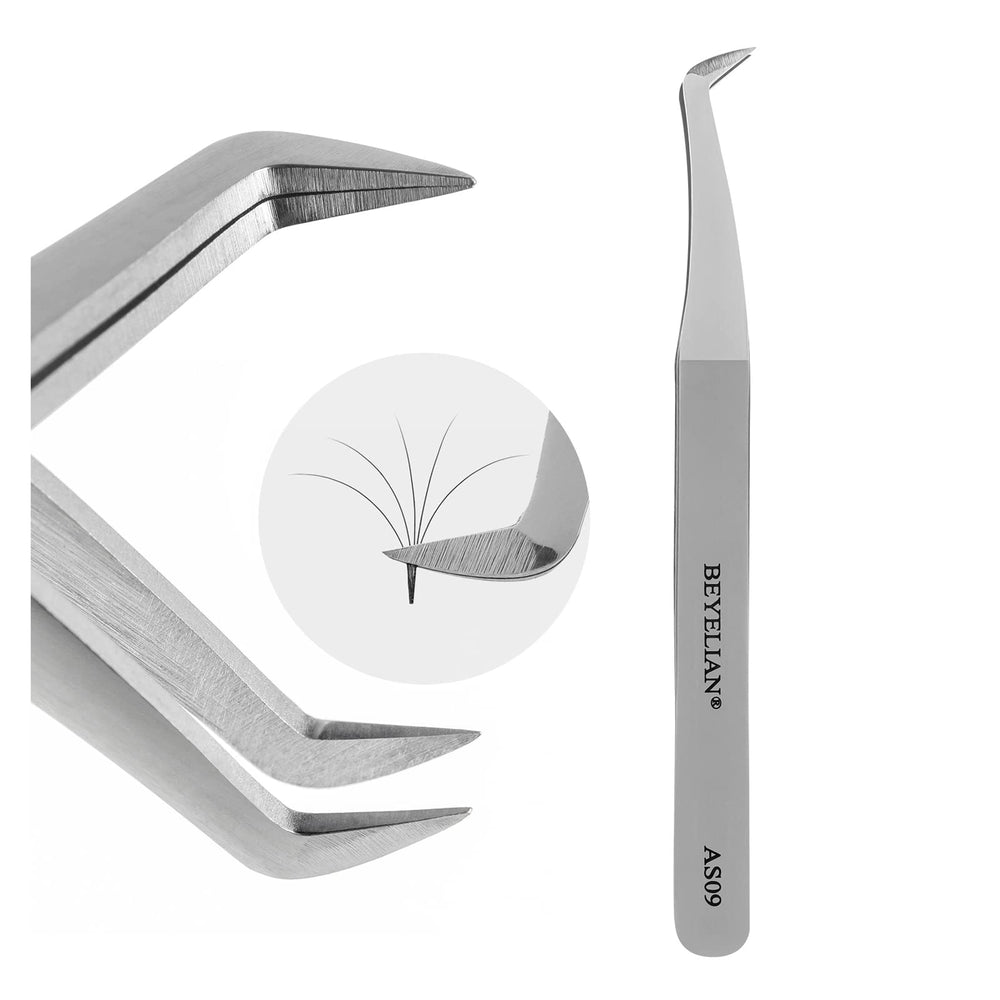 Beyelian volume lash tweezers curved-tip high-precision for accurate lash pinching.