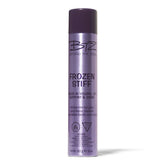 Beyond the Zone Frozen Stiff bottle highlights humidity-resistant hold for humid-day styling.