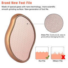 BEZOX Glass Foot File etched-glass-detail delivers precise, gentle abrasion to callused skin.