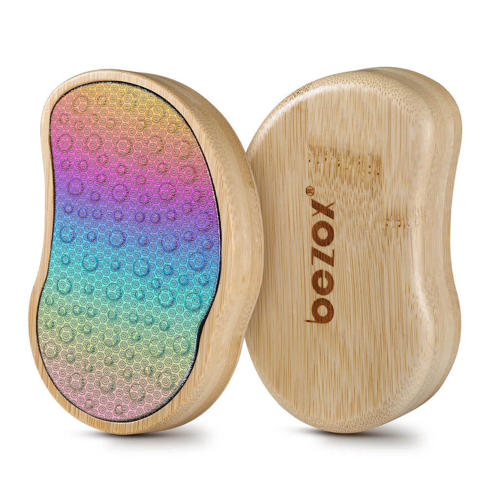 BEZOX Rainbow Foot File front view showing plastic-free design for at-home pedicures.