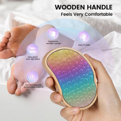 BEZOX Rainbow Foot File in hand illustrating comfortable grip and leverage.