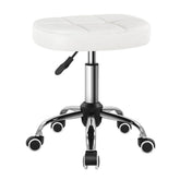 BFTOU white 6-square lattice PU stool front view for versatile spa seating