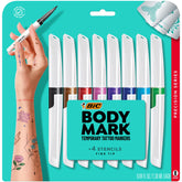 BIC BodyMark tattoo markers front package; ready-to-use skin art kit in a revitalized box.