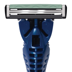BIC Flex2 Hybrid two-blades closeup underlines longer-lasting blades for repeated passes.