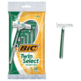 BIC Men's Twin Select razor packaging displays a 3-pack for convenient replacements.