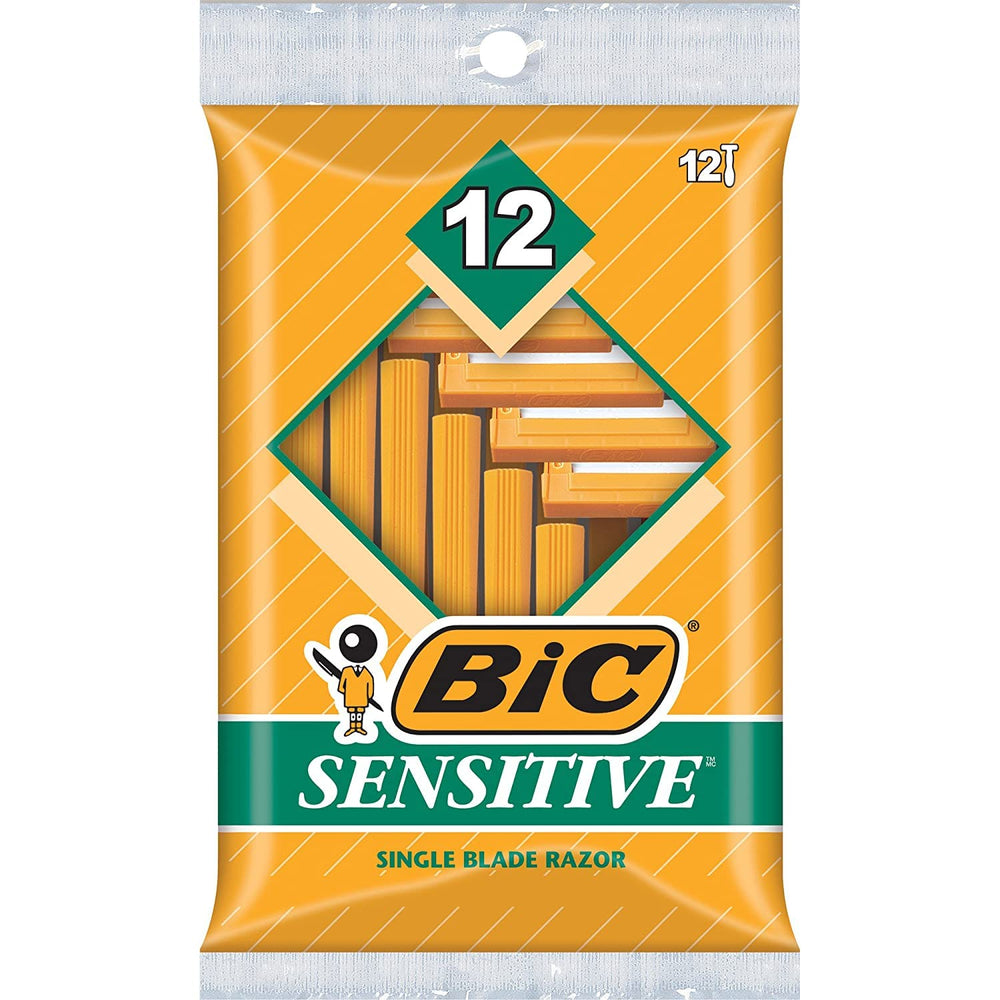 BIC single blade sensitive skin shaver lightweight handle closeup for smooth control.