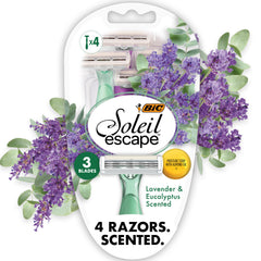 BIC Soleil Escape razor with lavender handle enhances shaving routine with spa-like scent.