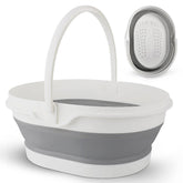 BIDFUL collapsible foot soaking tub folded for compact storage and travel ease