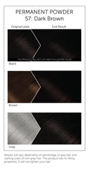Bigen 57 dark brown powder applied with gloves for precise color
