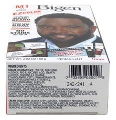 Bigen Ez Color for Men Jet Black Kit 6-pack shows color cream and brush for precise application