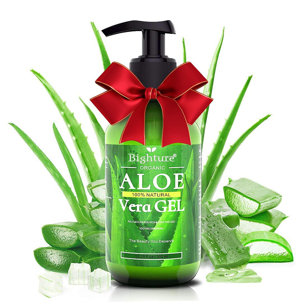BIGHTURE Aloe Vera Gel from fresh leaves for pure skin hydration.