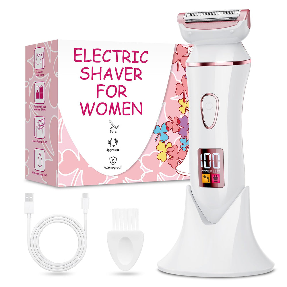 Bigorq electric shaver for women in rose gold, front view for easy daily grooming.