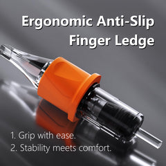 BIGWASP Energy tattoo cartridge transparent tip view helps monitor ink flow