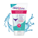 Bikini Zone anti-bump shave gel 5oz bottle showcases a sensitive-area solution for smooth shaving.