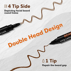 BIKTIC beard pen filler dual-tip close-up highlights precise outlining and blending.