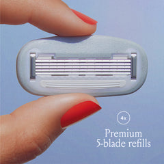 Billie close-up of five blades highlighting precise shave performance