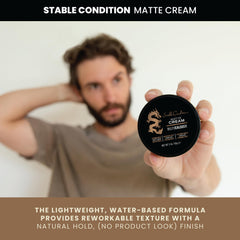 Damp hair ready for styling with lightweight, water-based formula
