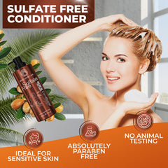 Bingo Hair Care Moroccan Argan Oil Conditioner shiny-finish close-up highlighting lasting shine.