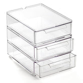 BINO clear drawer front view with built-in handles for easy access and organization.