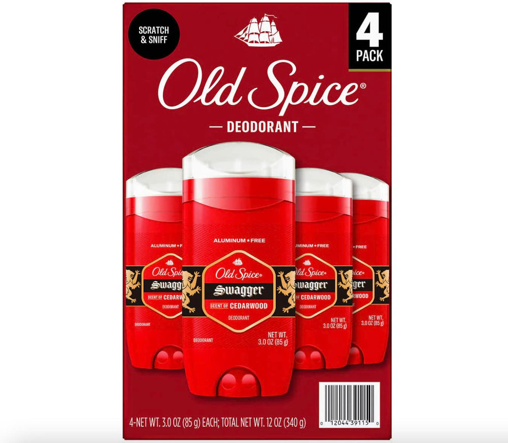 binoa Old Spice Swagger deodorant 4-pack front view for convenient daily protection.