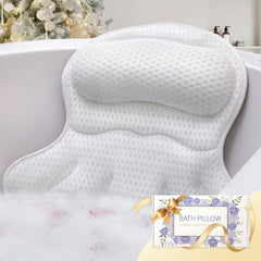 Binobella bath pillow provides full-coverage head and back support during long soaks.