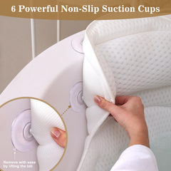 Binobella bath pillow is machine-washable for easy cleaning after spa-like baths.