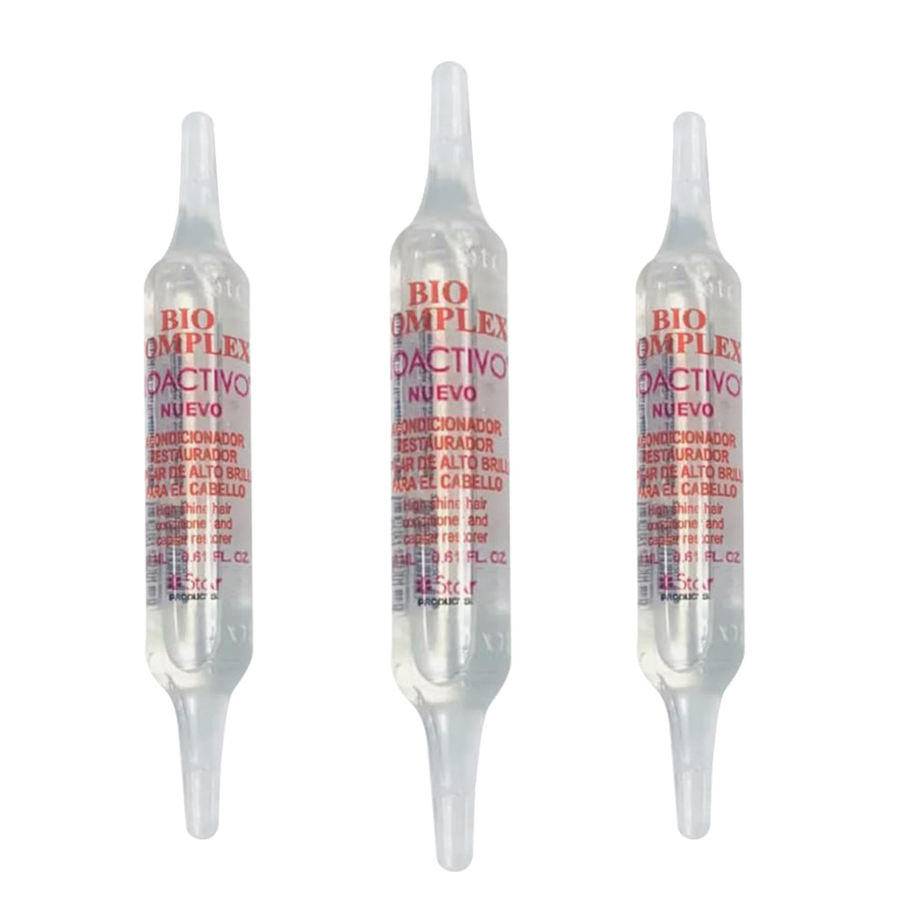 Bio Complex Bioactivo High Shine ampoule application demonstrates precise nourishment for all hair types.