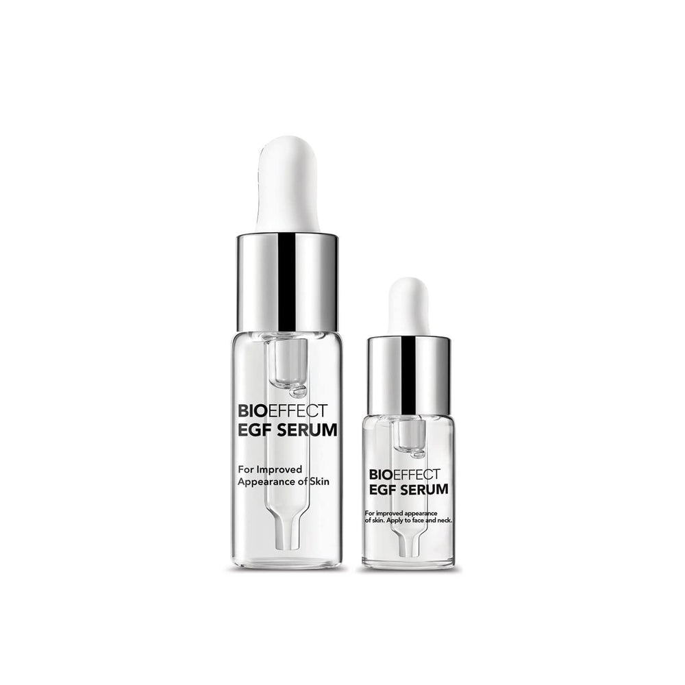 Bioeffect EGF Serum Duo bottle close-up showing hydrated glow
