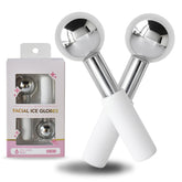 BIOESTHE Ice Globes held in hand for ergonomic facial massage and cooling.