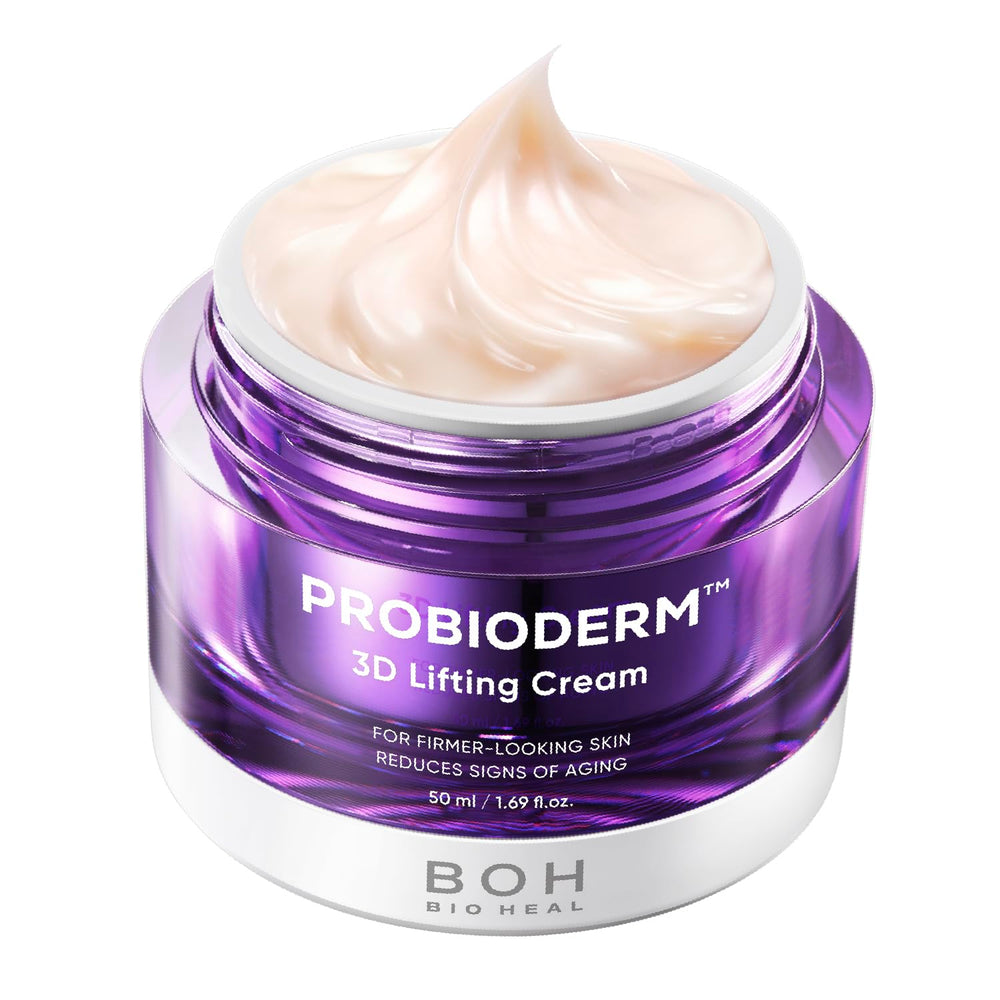 BIOHEAL BOH Probioderm jar closeup highlighting lifting cream for nightly care.