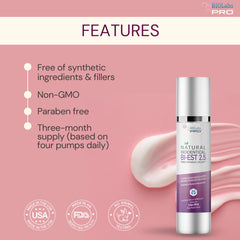 BIOLABS PRO Estro Cream pump dispenser—consistent dose for easy daily use.