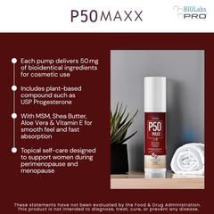 BIOLABS PRO P50 Maxx Cream label highlights dosage and unscented formula for clarity