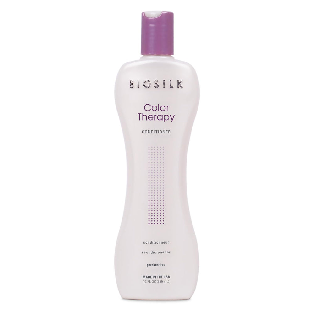 BioSilk Color Therapy Conditioner bottle pour for easy, even application on color-treated hair