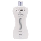 BioSilk Silk Therapy Conditioner bottle front enhances shine and moisture for smooth hair