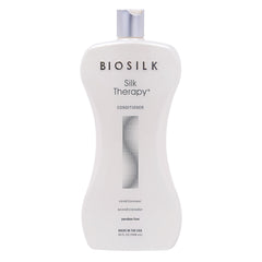 BioSilk Silk Therapy Conditioner bottle front enhances shine and moisture for smooth hair