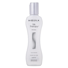 BioSilk Silk Therapy Original bottle showing weightless shine for all hair types.