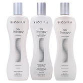 BioSilk Silk Therapy Shampoo bottle for silky shine and gentle cleansing.