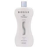 BioSilk Silk Therapy Shampoo bottle ready for use delivering gentle cleanse and shine.
