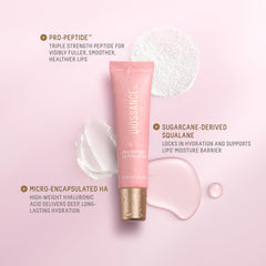 BIOSSANCE Pro-Peptide Lip Perfector on lips with blush quartz tint