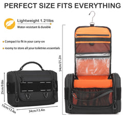 BISKLNDN toiletry bag interior compartments keep wet and dry items organized.