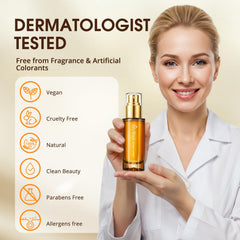 BIYSBER retinol-collagen serum packaging beside a refreshed complexion, hinting at firming effects.