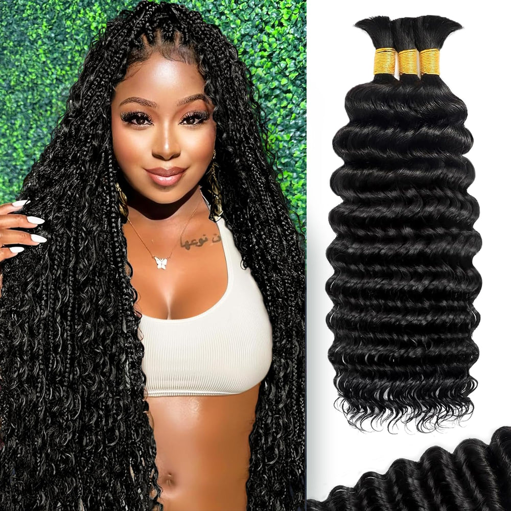BIZVUS deep wave 16inch braiding hair pack-front for long-lasting boho braids