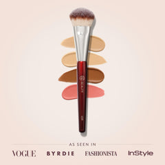 BK Beauty 109 mini contoured foundation brush nose-blend demonstrates precise, skin-like coverage