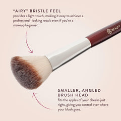 BK Beauty 112 brush works with powder, cream, and liquid blush blends