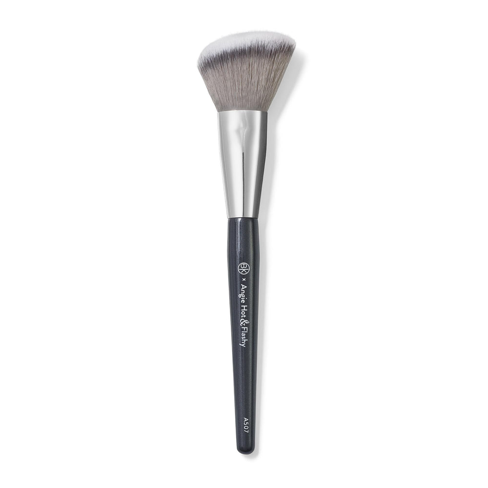 BK Beauty Angie A507 angled brush close-up showing precise cheek definition for targeted application