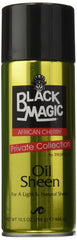 Black Magic Oil Sheen Cherry bottle delivers radiant shine for all hair textures.