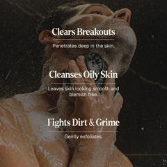 Black Wolf Face Wash foamy lather close-up highlighting gentle exfoliation for smoother skin.